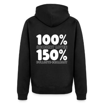 Bogenschießen Bogensport Bogenschütze - Unisex Premium Bio Zip Hoodie - Schwarz - Hinten - Nico (187cm)