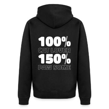 Katze - Unisex Premium Bio Zip Hoodie - Schwarz - Hinten - Nico (187cm)
