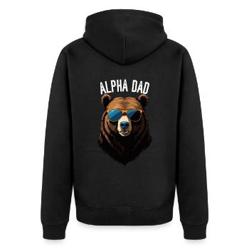 Alpha Dad Lustiger Bären Vater Perfekter Style - Unisex Premium Bio Zip Hoodie - Schwarz - Hinten - Nico (187cm)