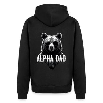 Alpha Dad Lustiger Bären Vater Perfekter Style - Unisex Premium Bio Zip Hoodie - Schwarz - Hinten - Nico (187cm)