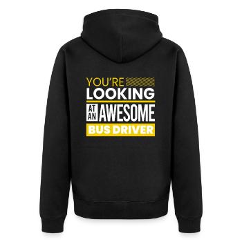 lustiges Busfahrer Schulbusfahrer Spruch Geschenk - Unisex Premium Bio Zip Hoodie - Schwarz - Hinten - Nico (187cm)
