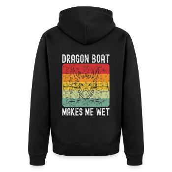Lustiges Drachenboot-paddel - Unisex Premium Bio Zip Hoodie - Schwarz - Hinten - Nico (187cm)