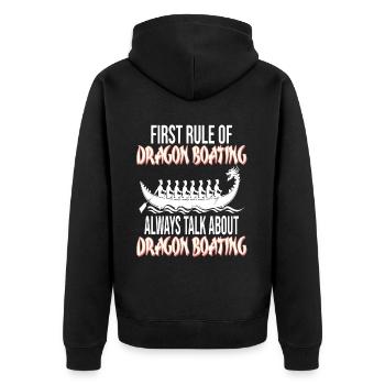 Lustiges Drachenboot-paddel - Unisex Premium Bio Zip Hoodie - Schwarz - Hinten - Nico (187cm)