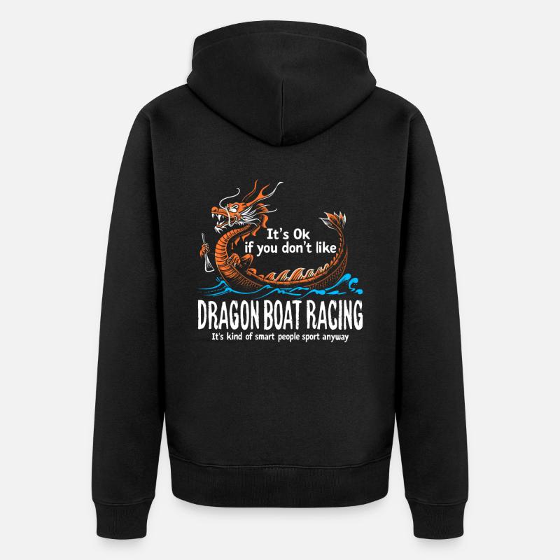 Lustiges Drachenboot-paddel - Unisex Premium Bio Zip Hoodie - Schwarz