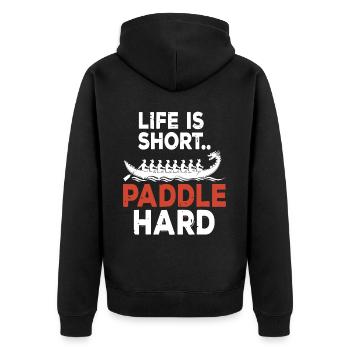 Lustiges Drachenboot-paddel - Unisex Premium Bio Zip Hoodie - Schwarz - Hinten - Nico (187cm)