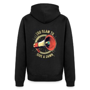 Digital Creator Too Glam To Give A Damn Social - Unisex Premium Bio Zip Hoodie - Schwarz - Hinten - Nico (187cm)