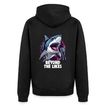 Digital Creator Beyond the likes Social Media - Unisex Premium Bio Zip Hoodie - Schwarz - Hinten - Nico (187cm)