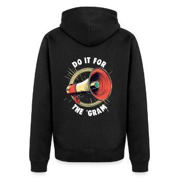 Digital Creator Do it for the 'gram Social Media - Unisex Premium Bio Zip Hoodie - Schwarz - Hinten - Nico (187cm)