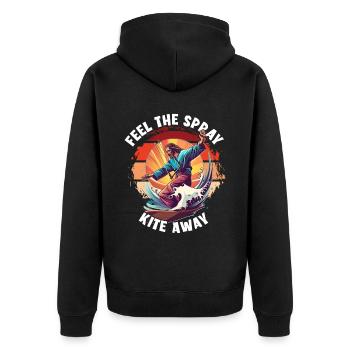 Kitesurf Jésus Sentez le spray cerf-volant s’éloigner - Veste à capuche bio Premium Unisexe - noir - Dos - Nico (187cm)