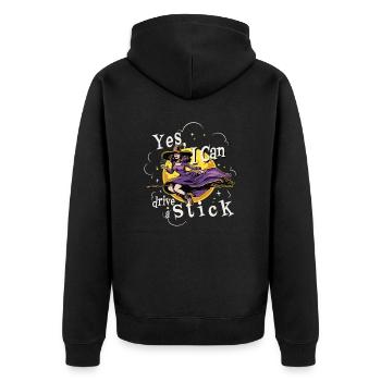Yes, I Can Drive a Stick Witch Gothic lustig - Unisex Premium Bio Zip Hoodie - Schwarz - Hinten - Nico (187cm)