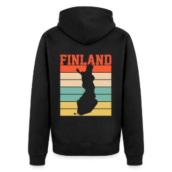 Discover the essence of Finland with Helsinki - Unisex Premium Organic Zip Hoodie - black - Back - Nico (187cm)