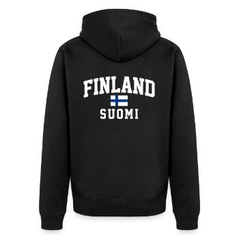 Einzigartige skandinavische Kunst mit - Unisex Premium Bio Zip Hoodie - Schwarz - Hinten - Nico (187cm)