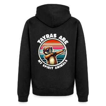 Lustige Marder Sprüche - Unisex Premium Bio Zip Hoodie - Schwarz - Hinten - Nico (187cm)