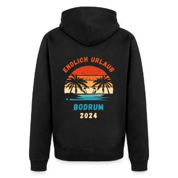 Bodrum Urlaub 2024 Türkei Idee - Unisex Premium Bio Zip Hoodie - Schwarz - Hinten - Nico (187cm)