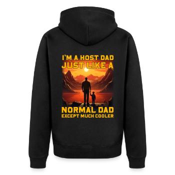 Ich bin ein Gastvater, genau wie ein normaler Vater, außer viel - Unisex Premium Bio Zip Hoodie - Schwarz - Hinten - Nico (187cm)