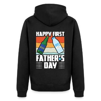 Alles Gute zum ersten Vatertag - Unisex Premium Bio Zip Hoodie - Schwarz - Hinten - Nico (187cm)