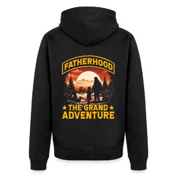 La paternité : la grande aventure - Veste à capuche bio Premium Unisexe - noir - Dos - Nico (187cm)