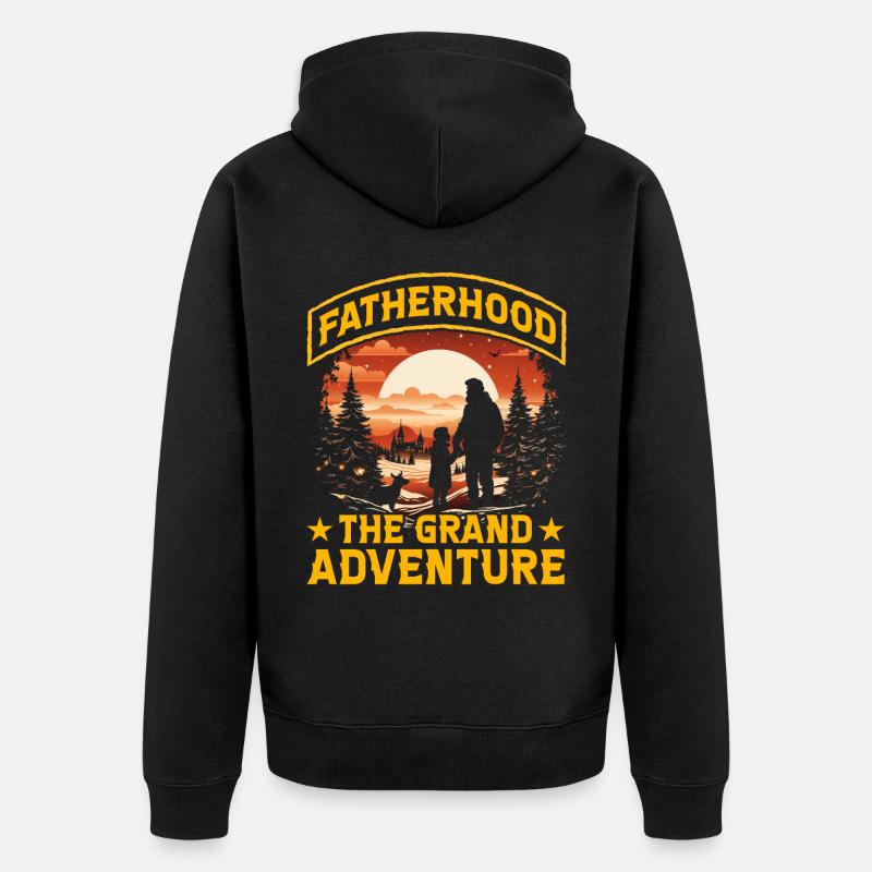 Vaterschaft das große Abenteuer - Unisex Premium Bio Zip Hoodie - Schwarz