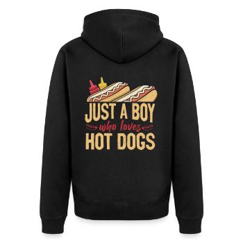 Hot Dog Adult Boy Just A Boy Who - Unisex Premium Organic Zip Hoodie - black - Back - Nico (187cm)