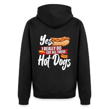 Hot Dog Adult Yes, I Really Do Eat - Unisex Premium Organic Zip Hoodie - black - Back - Nico (187cm)