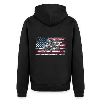 Dachshund US - Unisex Premium Organic Zip Hoodie - black - Back - Nico (187cm)