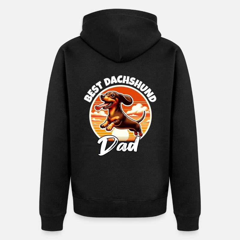 Papa teckel - Veste à capuche bio Premium Unisexe - noir