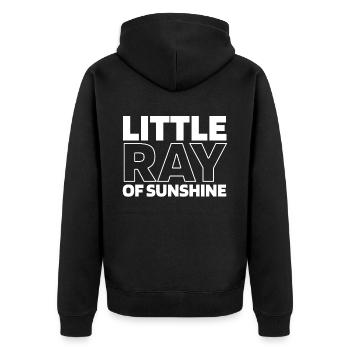 Schwesternschaft Soroitas Kleine Sonne - Unisex Premium Bio Zip Hoodie - Schwarz - Hinten - Nico (187cm)
