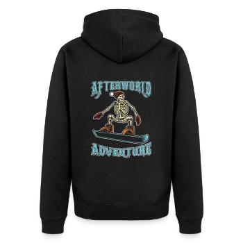 Snowboard Snowboarder Afterworld Adventure - Unisex Premium Bio Zip Hoodie - Schwarz - Hinten - Nico (187cm)