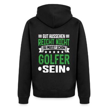 Golfer - Unisex Premium Bio Zip Hoodie - Schwarz - Hinten - Nico (187cm)