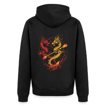 Lustiges Drachenboot-paddel - Unisex Premium Bio Zip Hoodie - Schwarz - Hinten - Nico (187cm)