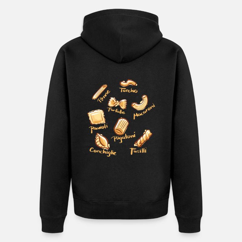 Types de pâtes Spaghetti Noodle Italie - Veste à capuche bio Premium Unisexe - noir