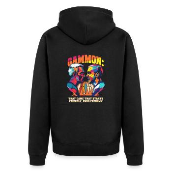 Funny Backgammon Game Starts Friendly, Ends Frenem - Unisex Premium Organic Zip Hoodie - black - Back - Nico (187cm)