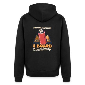 Funny Backgammon Shaking Rattling Board Controllin - Unisex Premium Organic Zip Hoodie - black - Back - Nico (187cm)