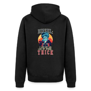 Dieselauto-Liebhaber, weil wie meine Luft wie Humor - Unisex Premium Bio Zip Hoodie - Schwarz - Hinten - Nico (187cm)