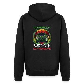 Diesel-Auto-Liebhaber Umweltfreundlich Ich bin öko-furchterregend - Unisex Premium Bio Zip Hoodie - Schwarz - Hinten - Nico (187cm)