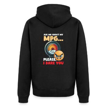 Dieselauto-Liebhaber fragen Sie mich nach MPG... Bitte - Unisex Premium Bio Zip Hoodie - Schwarz - Hinten - Nico (187cm)