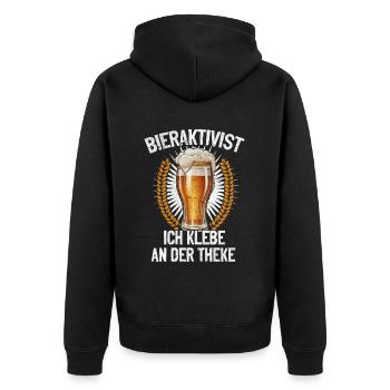 Bieraktivist ich klebe an der Theke – Partyspaß - Unisex Premium Bio Zip Hoodie - Schwarz - Hinten - Nico (187cm)