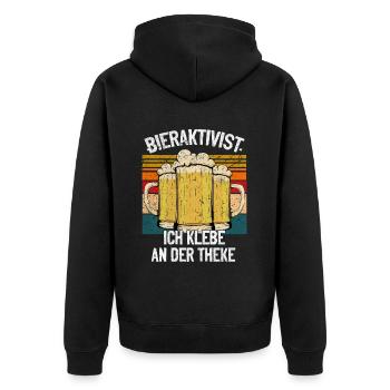 Bieraktivist ich klebe an der Theke – Partyspaß - Unisex Premium Bio Zip Hoodie - Schwarz - Hinten - Nico (187cm)