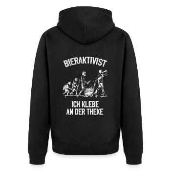 Bieraktivist ich klebe an der Theke – Partyspaß - Unisex Premium Bio Zip Hoodie - Schwarz - Hinten - Nico (187cm)