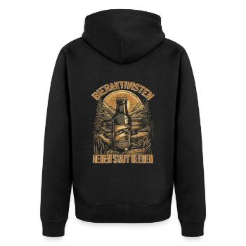 Bieraktivisten Heben statt Kleben - Bierliebhaber - Unisex Premium Bio Zip Hoodie - Schwarz - Hinten - Nico (187cm)