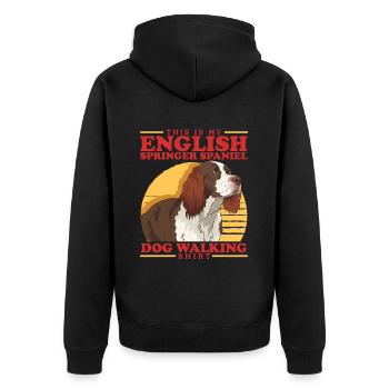 English Springer Spaniel Dog Owner Gift - Unisex Premium Organic Zip Hoodie - black - Back - Nico (187cm)