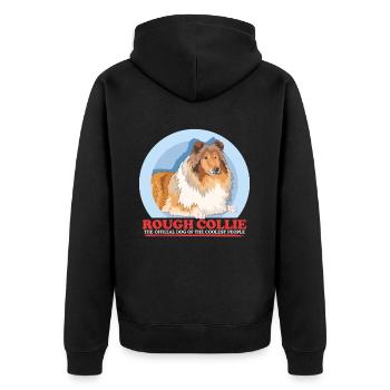 Collie Hunde Langhaarcollie Collies Geschenk - Unisex Premium Bio Zip Hoodie - Schwarz - Hinten - Nico (187cm)