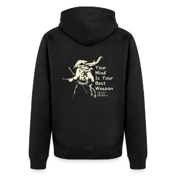 Samurai Ronin Sword Fighting Warrior Gift - Unisex Premium Organic Zip Hoodie - black - Back - Nico (187cm)