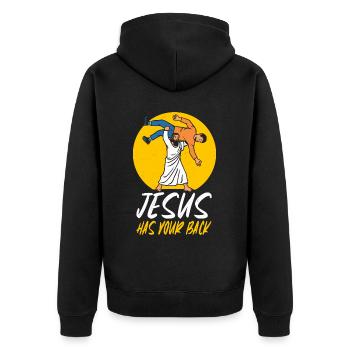 Kawaii Chibi Anime Girl Anime Merch Japanese - Unisex Premium Organic Zip Hoodie - black - Back - Nico (187cm)