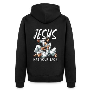 Kawaii Chibi Anime Girl Anime Merch Japanese - Unisex Premium Organic Zip Hoodie - black - Back - Nico (187cm)