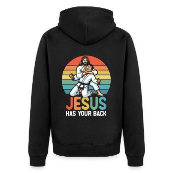 Kawaii Chibi Anime Girl Anime Merch Japanese - Unisex Premium Organic Zip Hoodie - black - Back - Nico (187cm)