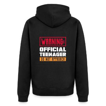 Teenager Teenie Teen Teens Teeny Geschenk - Unisex Premium Bio Zip Hoodie - Schwarz - Hinten - Nico (187cm)