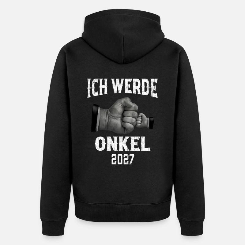 Ich werde Onkel 2027 - Unisex Premium Bio Zip Hoodie - Schwarz