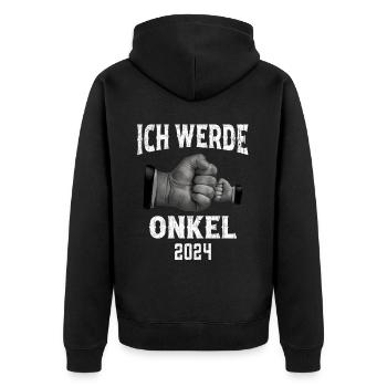 Ich werde Onkel 2024 - Unisex Premium Bio Zip Hoodie - Schwarz - Hinten - Nico (187cm)