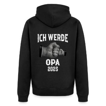 Ich werde Opa 2025 - Unisex Premium Bio Zip Hoodie - Schwarz - Hinten - Nico (187cm)